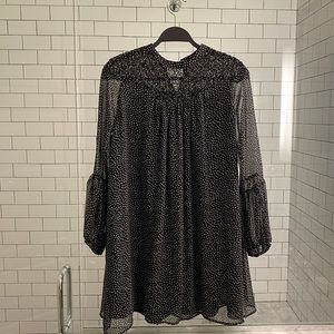 Zara high neck polka dot mini dress.